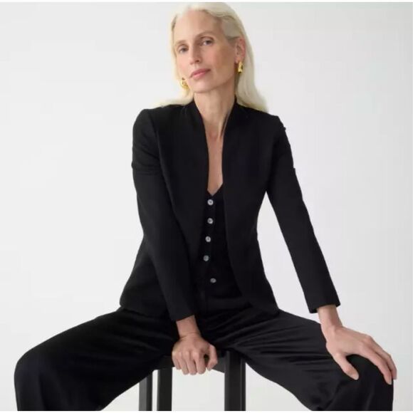 J Crew Going-out blazer in stretch twill Size 2 Black Classic Minimalist - Picture 1 of 10